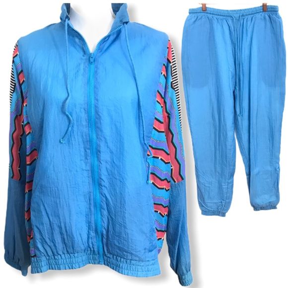 Vintage Pants - AVIAT SPORTIF  Blue & Graphic TWO Piece Tracksuit